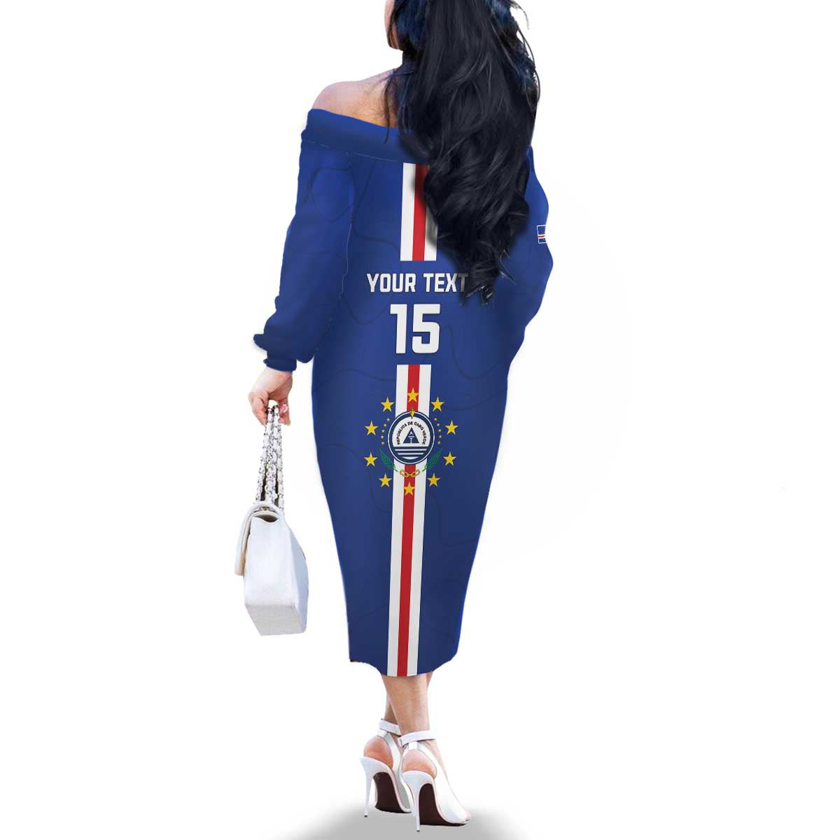 Custom Cape Verde Football Family Matching Off The Shoulder Long Sleeve Dress and Hawaiian Shirt Go Champions Blue Sharks - Wonder Print Shop