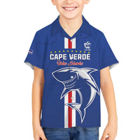 Custom Cape Verde Football Family Matching Off The Shoulder Long Sleeve Dress and Hawaiian Shirt Go Champions Blue Sharks - Wonder Print Shop