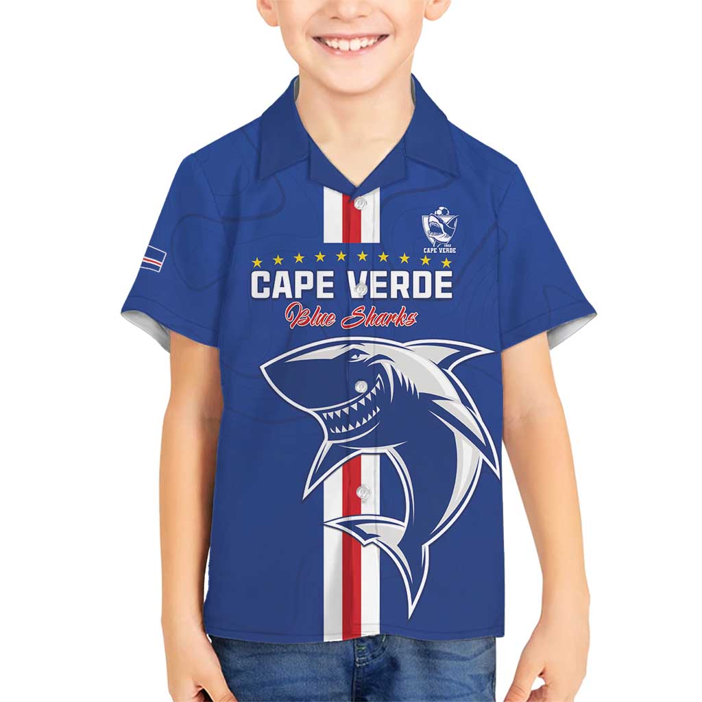 Custom Cape Verde Football Family Matching Off Shoulder Maxi Dress and Hawaiian Shirt Go Champions Blue Sharks - Wonder Print Shop