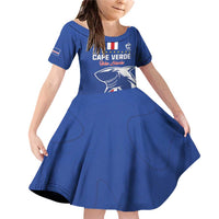 Custom Cape Verde Football Family Matching Off Shoulder Short Dress and Hawaiian Shirt Go Champions Blue Sharks - Wonder Print Shop