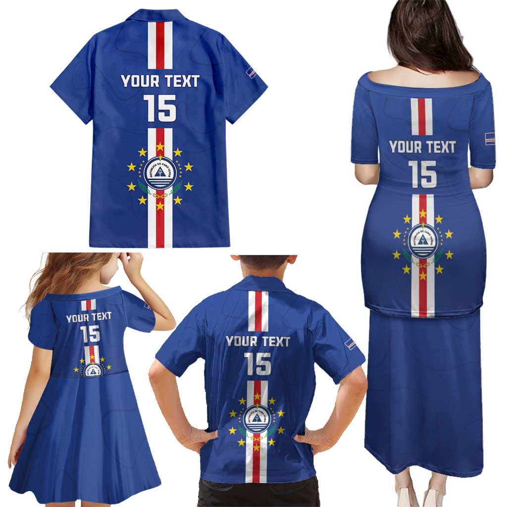Custom Cape Verde Football Family Matching Puletasi and Hawaiian Shirt Go Champions Blue Sharks - Wonder Print Shop