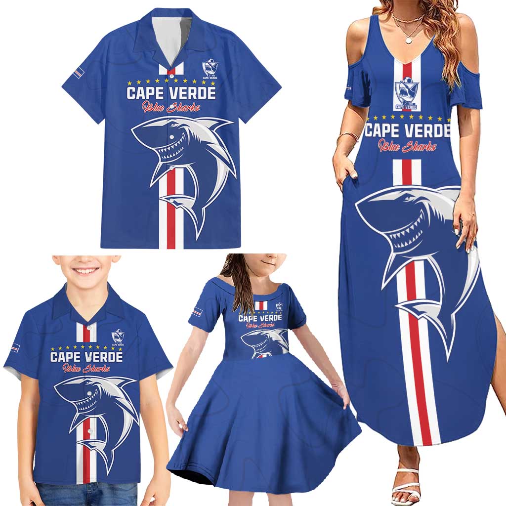 Custom Cape Verde Football Family Matching Summer Maxi Dress and Hawaiian Shirt Go Champions Blue Sharks - Wonder Print Shop