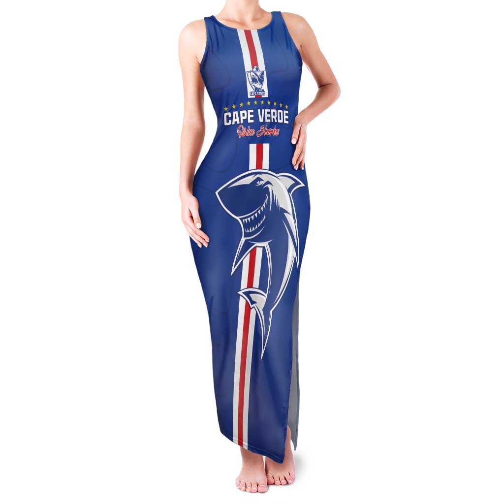 Custom Cape Verde Football Family Matching Tank Maxi Dress and Hawaiian Shirt Go Champions Blue Sharks - Wonder Print Shop