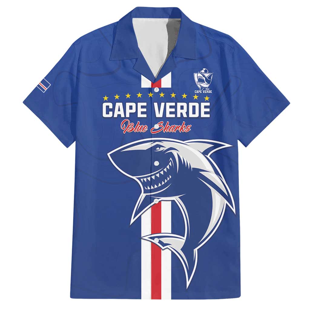 Custom Cape Verde Football Hawaiian Shirt Go Champions Blue Sharks - Wonder Print Shop
