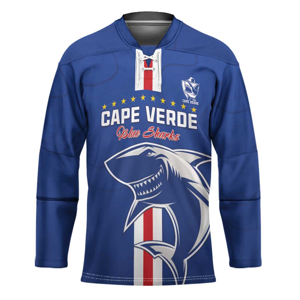 Custom Cape Verde Football Hockey Jersey Go Champions Blue Sharks - Wonder Print Shop