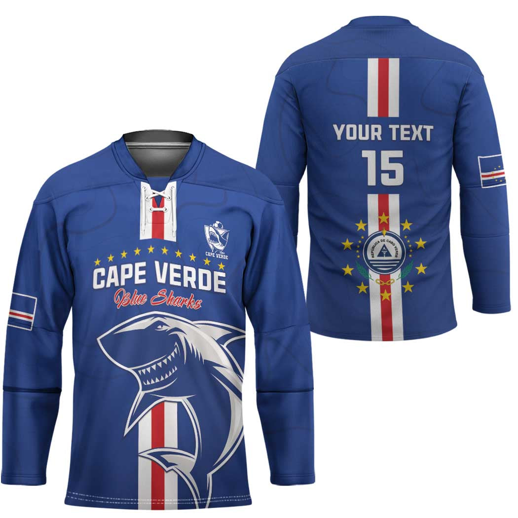 Custom Cape Verde Football Hockey Jersey Go Champions Blue Sharks - Wonder Print Shop