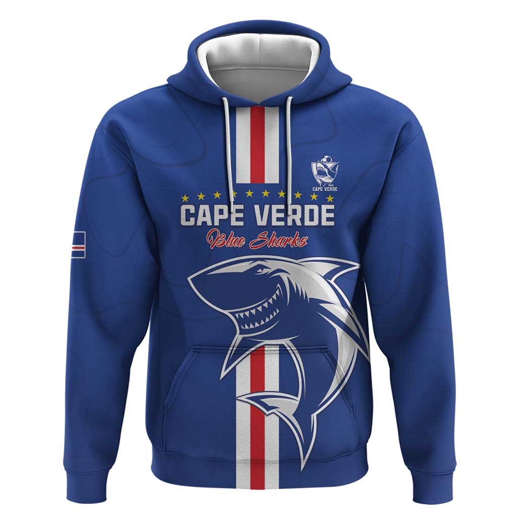 Custom Cape Verde Football Hoodie Go Champions Blue Sharks - Wonder Print Shop