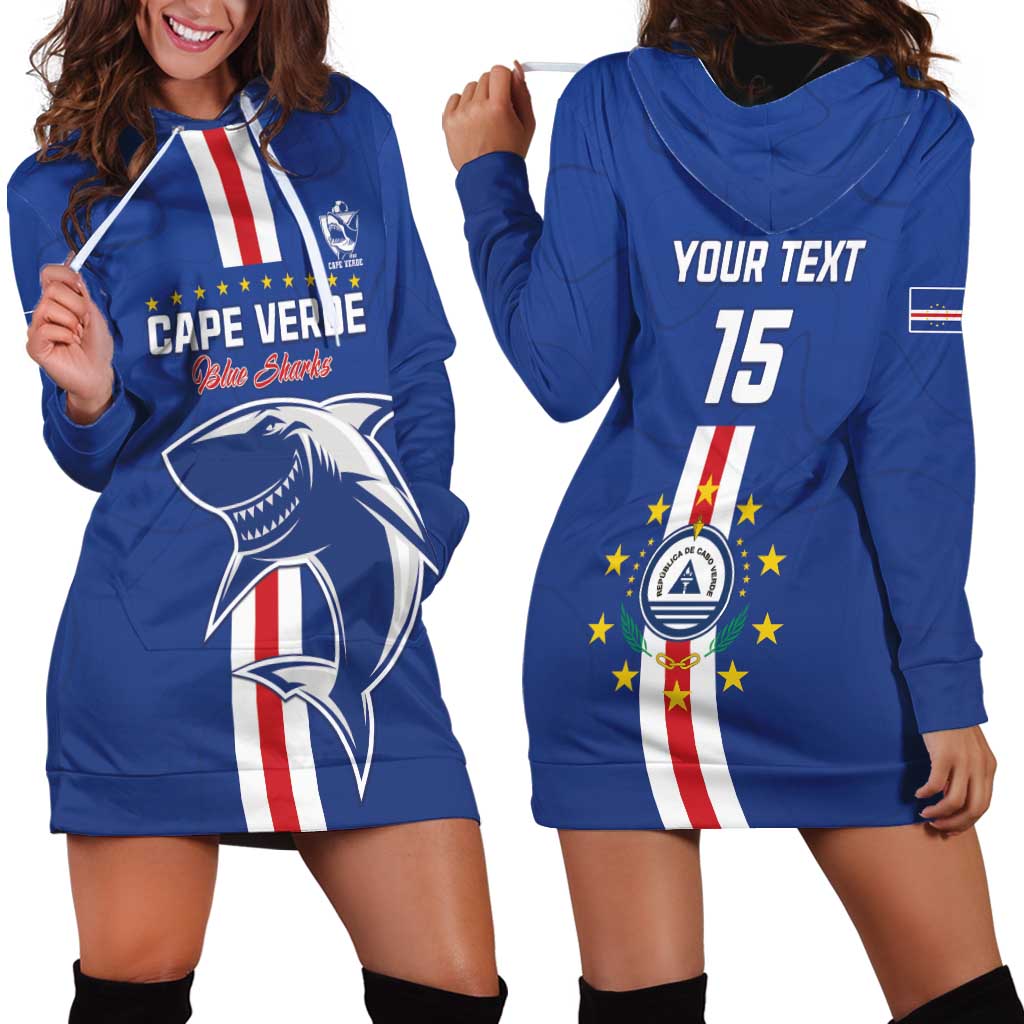 Custom Cape Verde Football Hoodie Dress Go Champions Blue Sharks - Wonder Print Shop