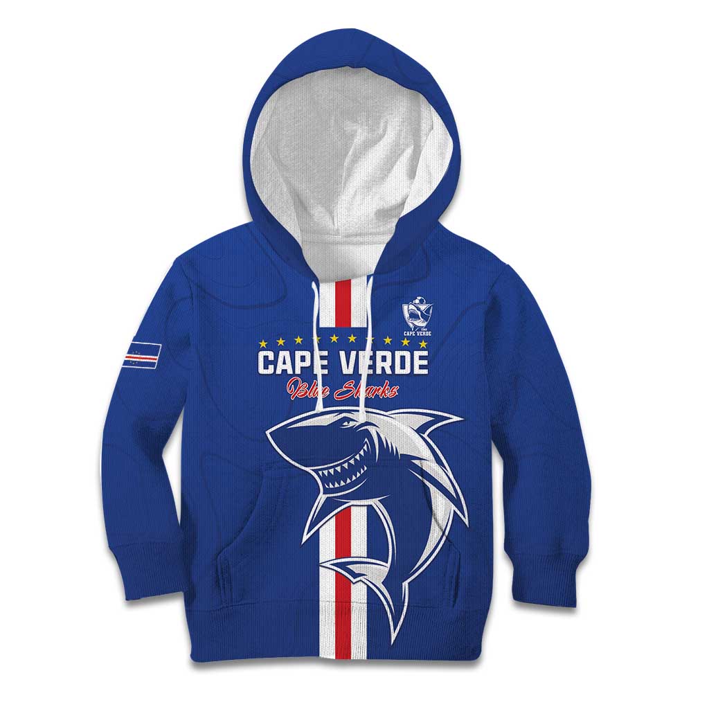 Custom Cape Verde Football Kid Hoodie Go Champions Blue Sharks - Wonder Print Shop