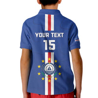 Custom Cape Verde Football Kid Polo Shirt Go Champions Blue Sharks - Wonder Print Shop