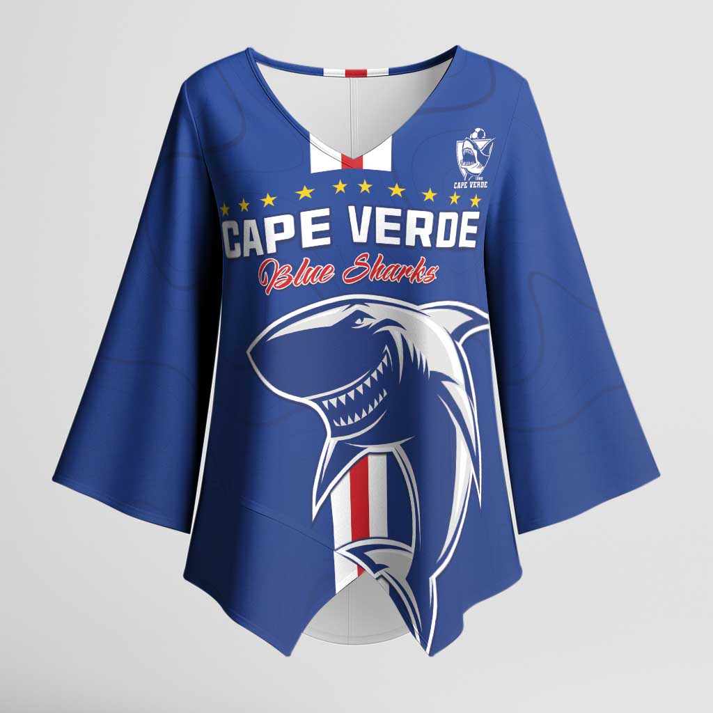 Custom Cape Verde Football Kimono Sleeve Blouse Go Champions Blue Sharks - Wonder Print Shop
