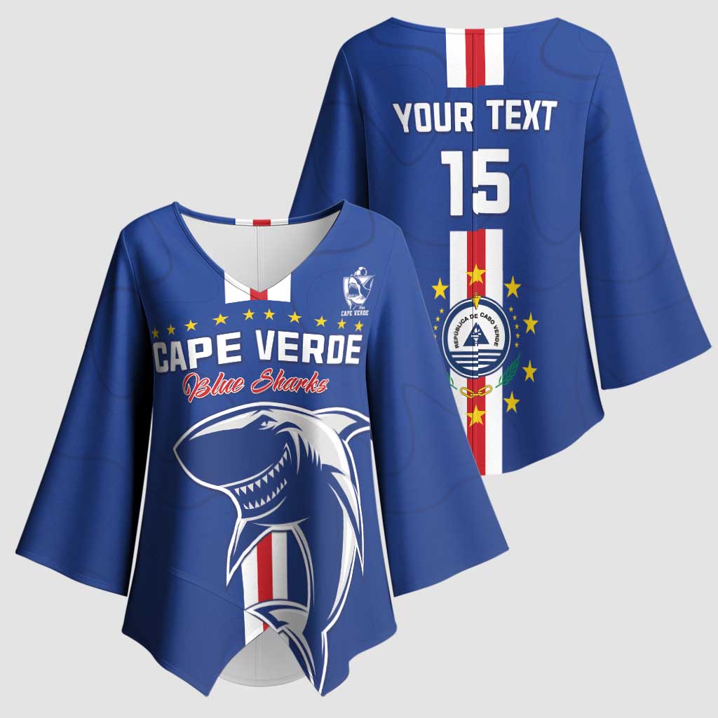 Custom Cape Verde Football Kimono Sleeve Blouse Go Champions Blue Sharks - Wonder Print Shop