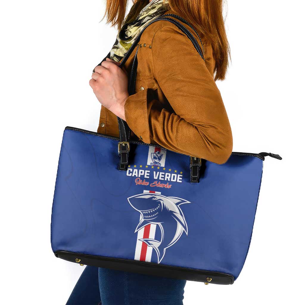 Cape Verde Football Leather Tote Bag Go Champions Blue Sharks - Wonder Print Shop