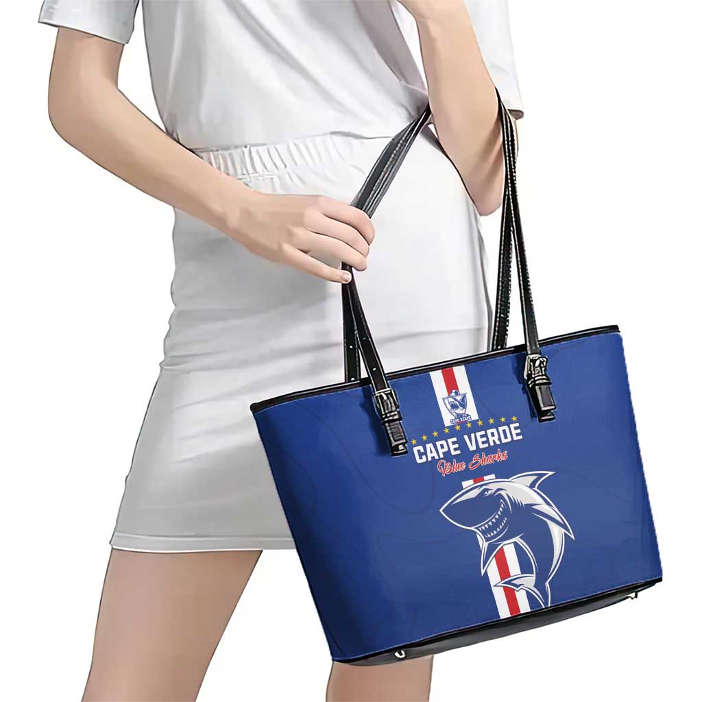 Cape Verde Football Leather Tote Bag Go Champions Blue Sharks - Wonder Print Shop