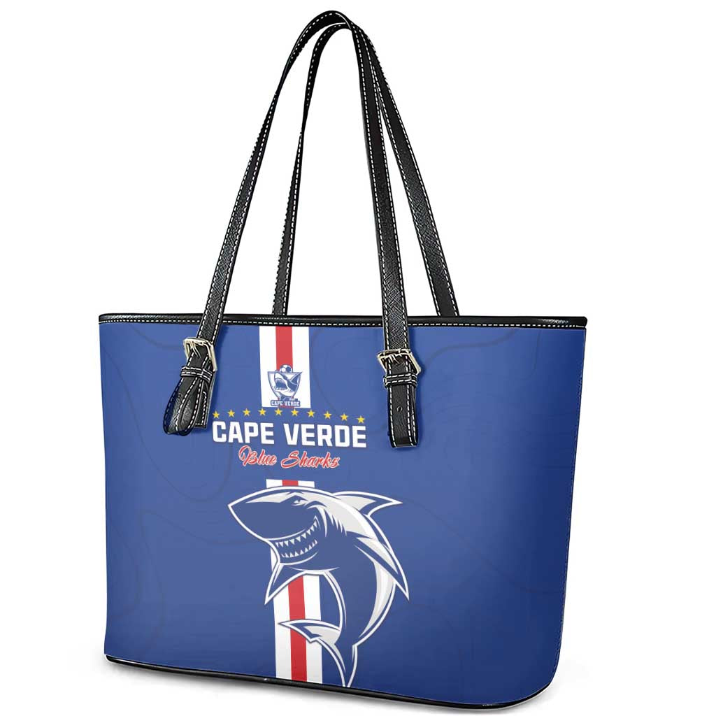 Cape Verde Football Leather Tote Bag Go Champions Blue Sharks - Wonder Print Shop