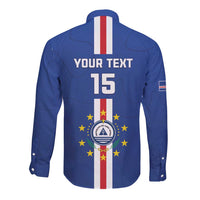 Custom Cape Verde Football Long Sleeve Button Shirt Go Champions Blue Sharks - Wonder Print Shop