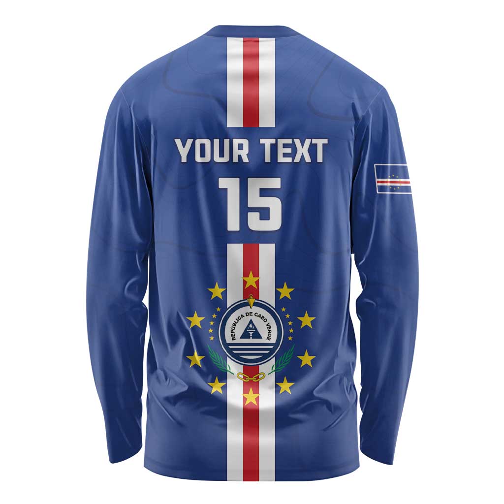 Custom Cape Verde Football Long Sleeve Shirt Go Champions Blue Sharks - Wonder Print Shop