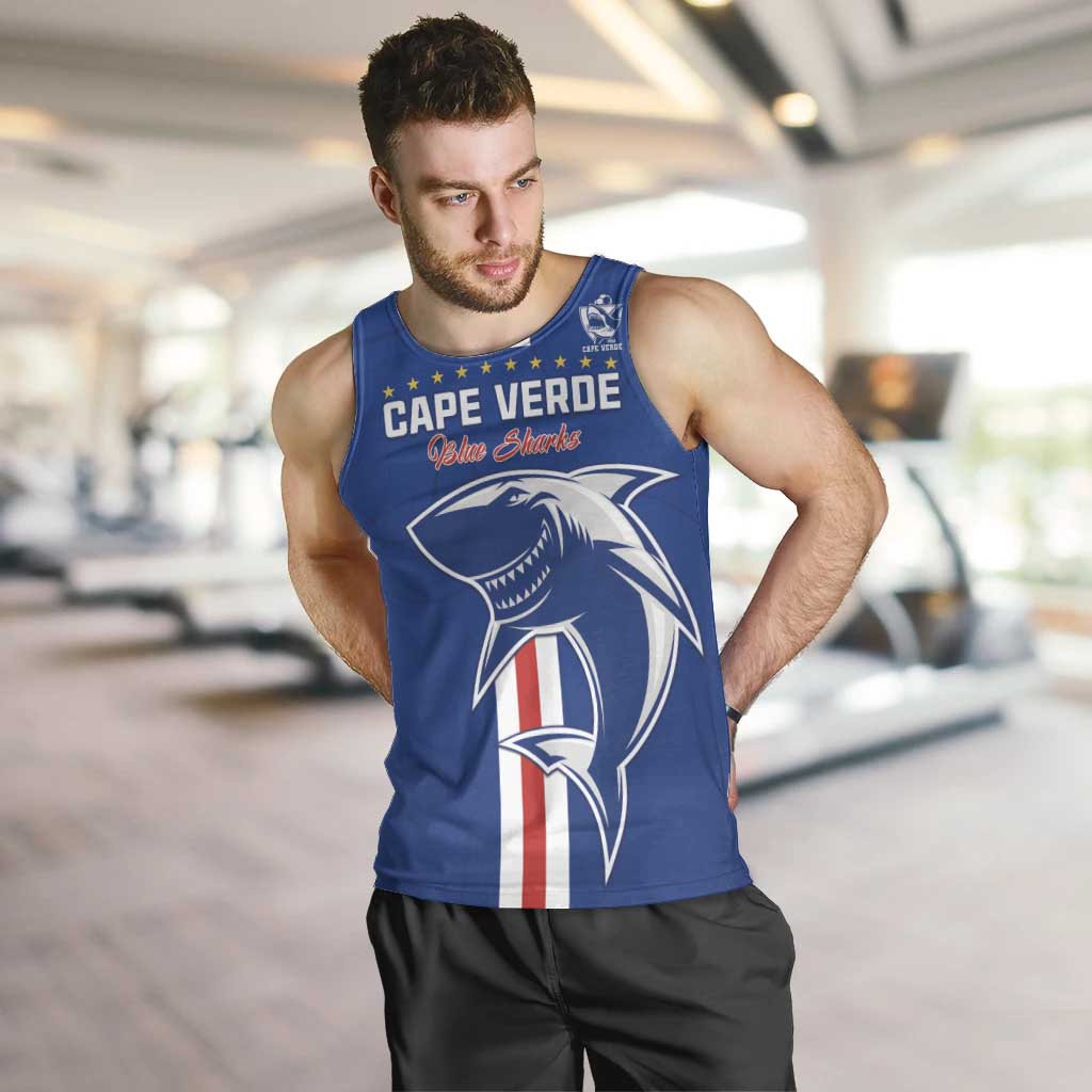 Custom Cape Verde Football Men Tank Top Go Champions Blue Sharks - Wonder Print Shop