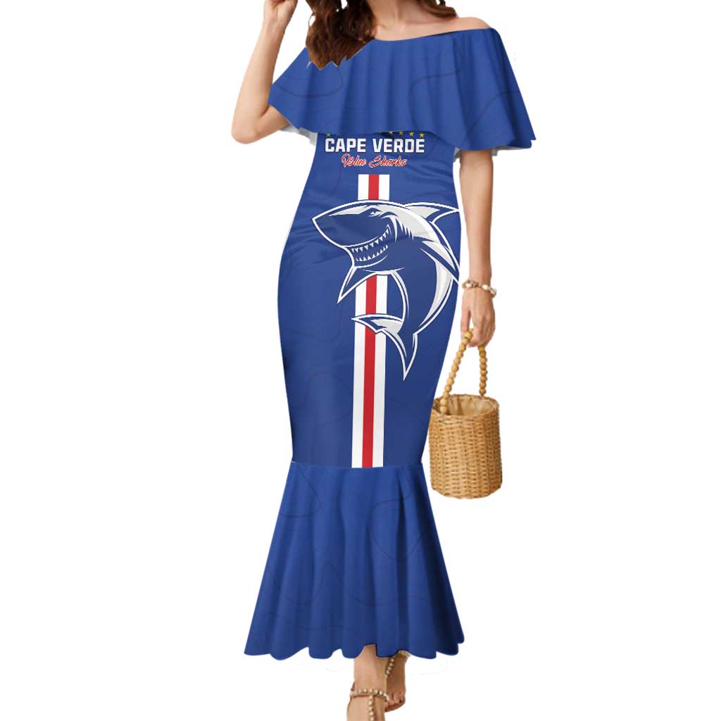 Custom Cape Verde Football Mermaid Dress Go Champions Blue Sharks - Wonder Print Shop