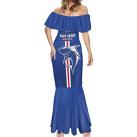 Custom Cape Verde Football Mermaid Dress Go Champions Blue Sharks - Wonder Print Shop