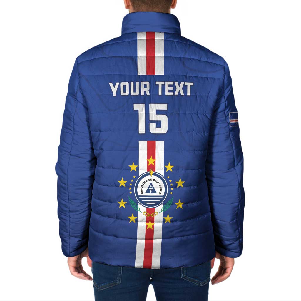 Custom Cape Verde Football Padded Jacket Go Champions Blue Sharks - Wonder Print Shop