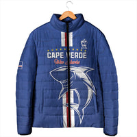 Custom Cape Verde Football Padded Jacket Go Champions Blue Sharks - Wonder Print Shop