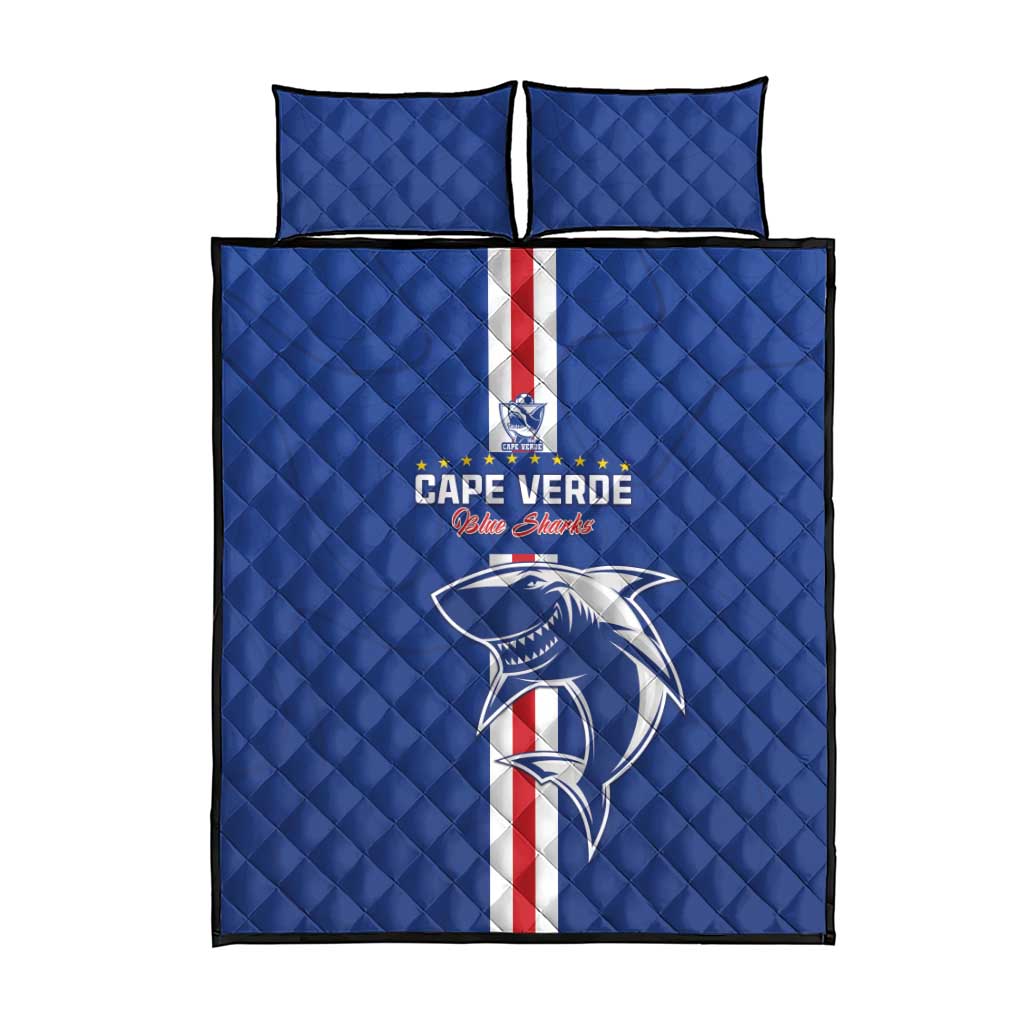 Cape Verde Football Quilt Bed Set Go Champions Blue Sharks - Wonder Print Shop