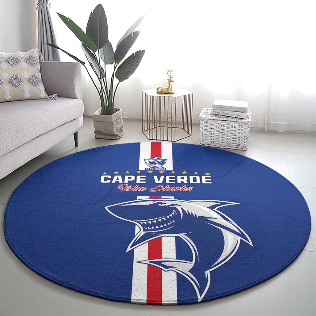 Cape Verde Football Round Carpet Go Champions Blue Sharks - Wonder Print Shop