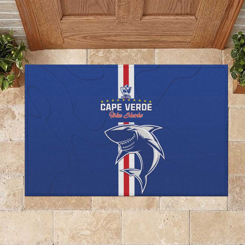 Cape Verde Football Rubber Doormat Go Champions Blue Sharks - Wonder Print Shop