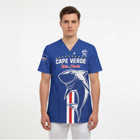 Custom Cape Verde Football Scrub Top Go Champions Blue Sharks - Wonder Print Shop