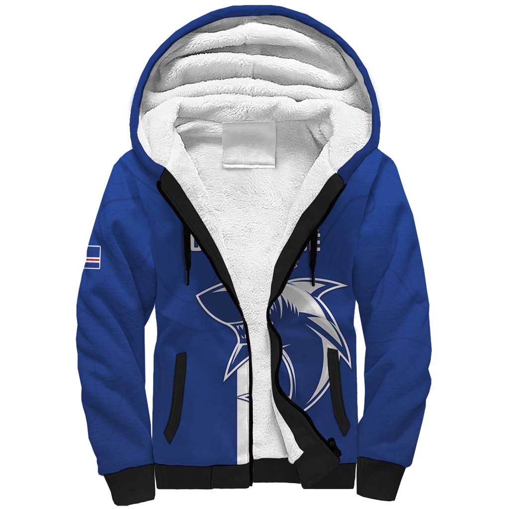 Custom Cape Verde Football Sherpa Hoodie Go Champions Blue Sharks - Wonder Print Shop
