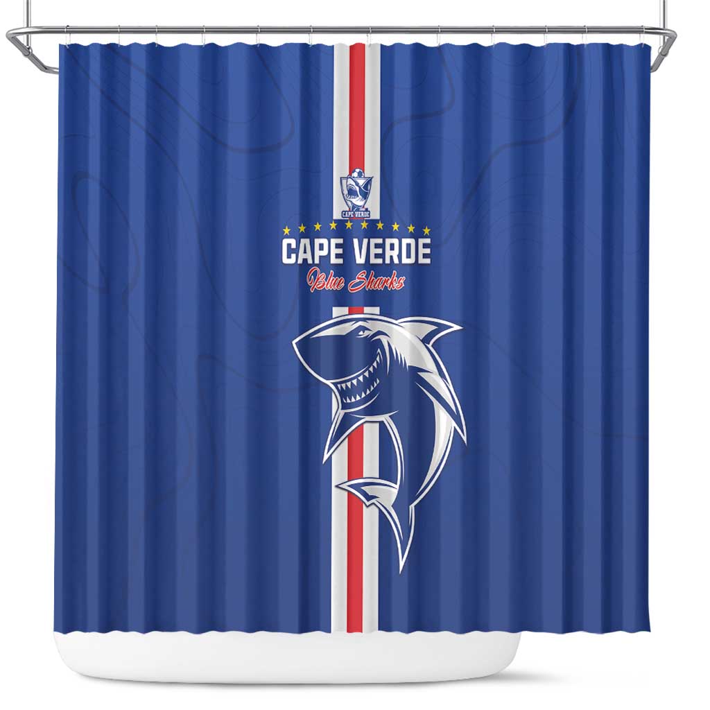 Cape Verde Football Shower Curtain Go Champions Blue Sharks - Wonder Print Shop