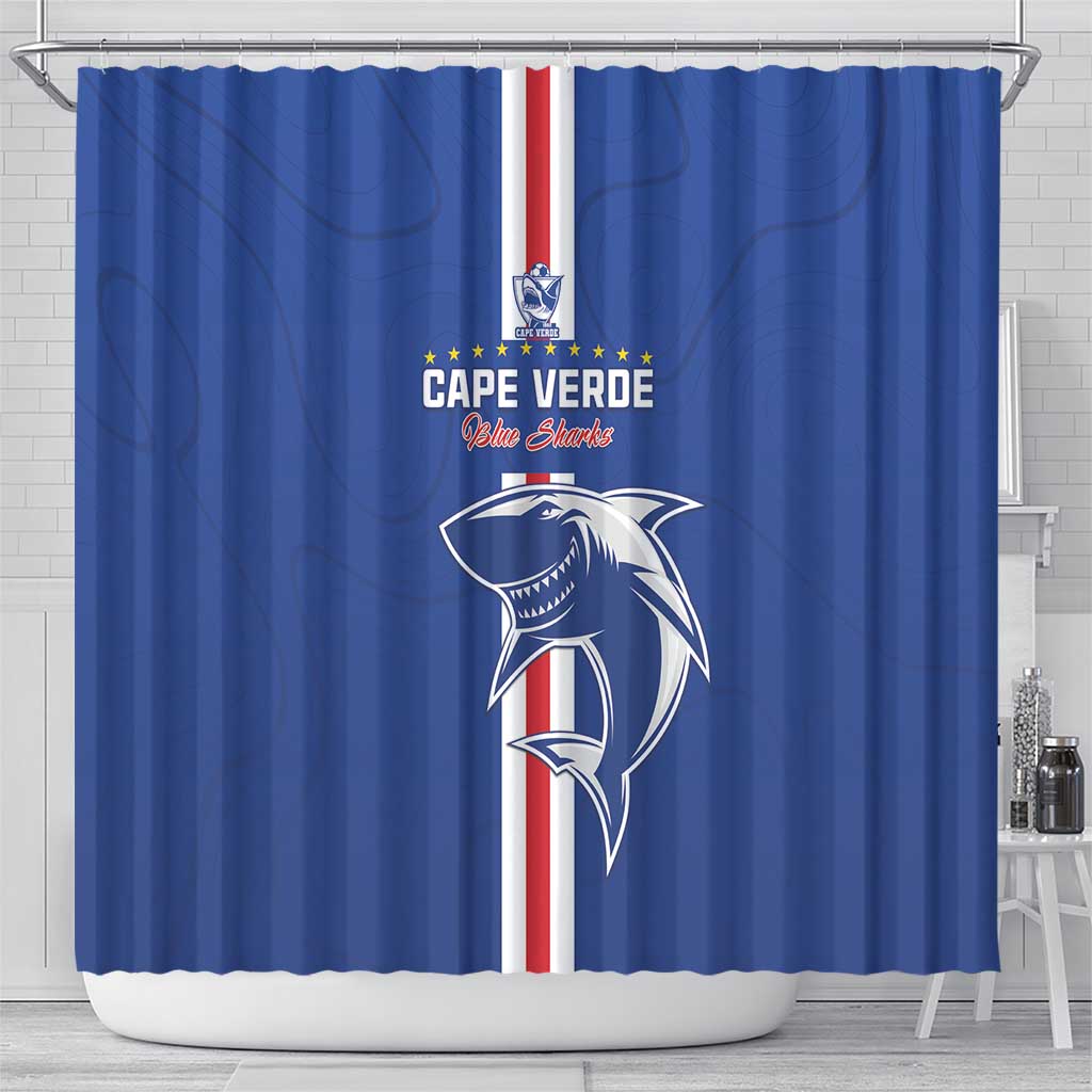 Cape Verde Football Shower Curtain Go Champions Blue Sharks - Wonder Print Shop