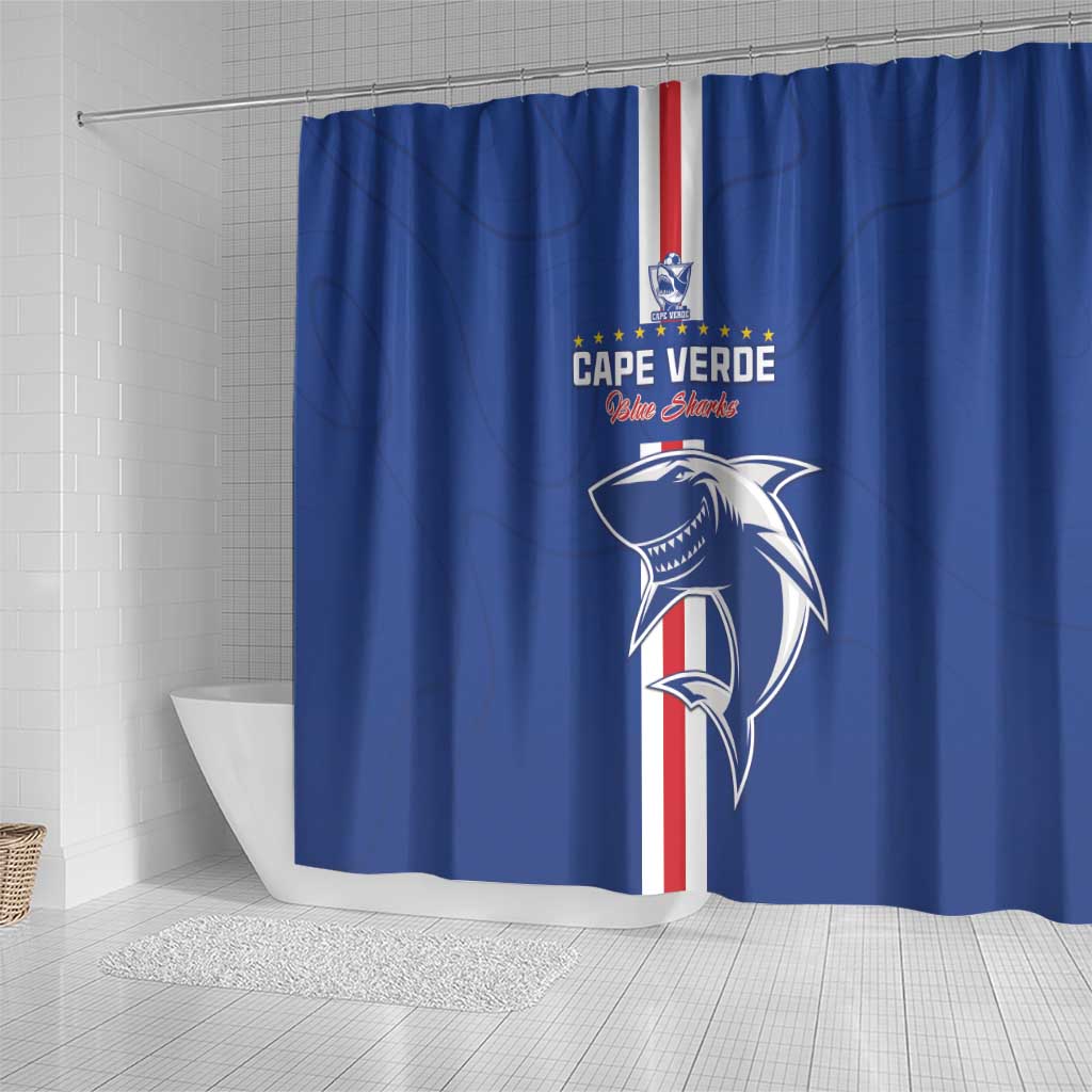 Cape Verde Football Shower Curtain Go Champions Blue Sharks - Wonder Print Shop