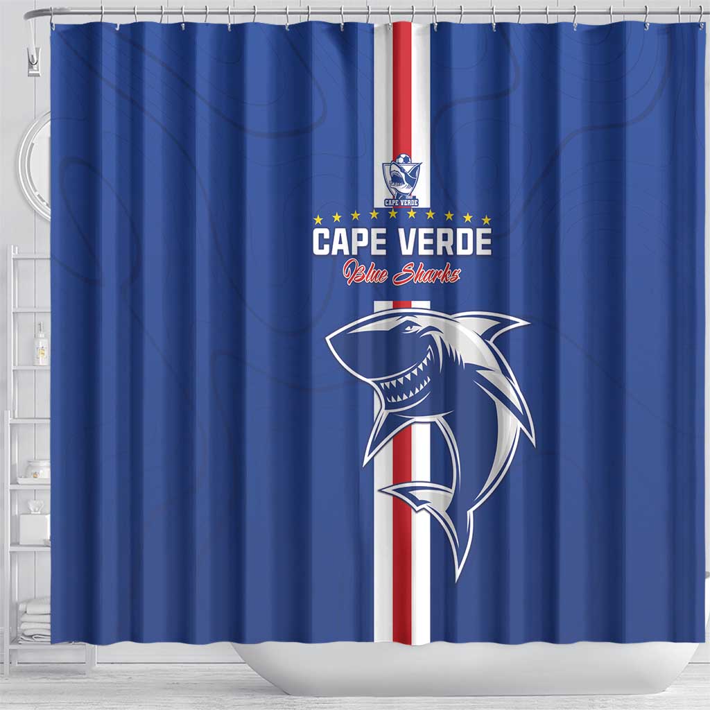 Cape Verde Football Shower Curtain Go Champions Blue Sharks - Wonder Print Shop