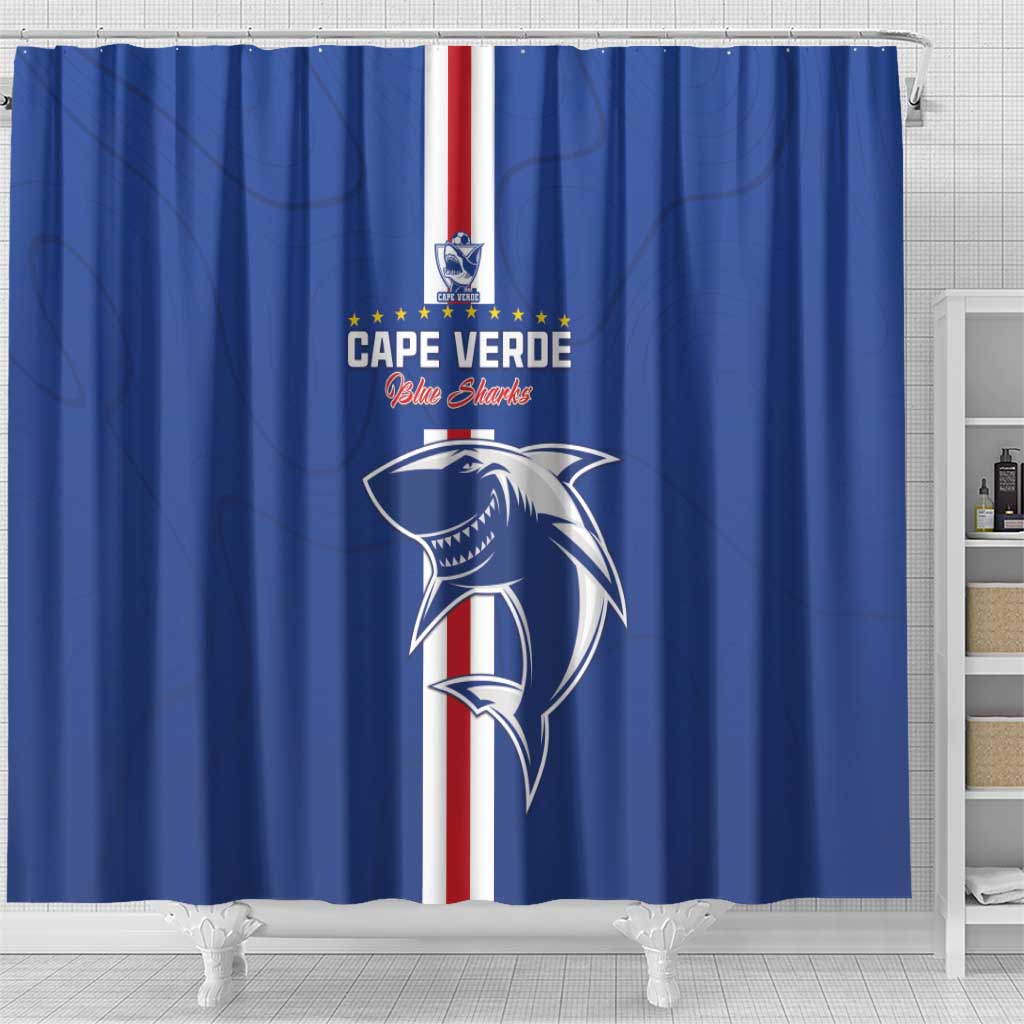 Cape Verde Football Shower Curtain Go Champions Blue Sharks - Wonder Print Shop
