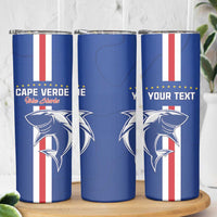 Custom Cape Verde Football Skinny Tumbler Go Champions Blue Sharks - Wonder Print Shop