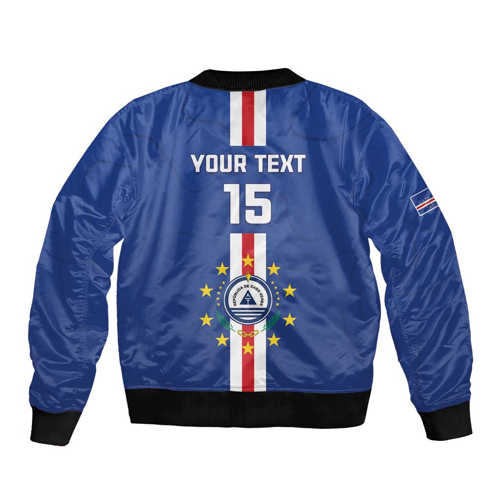 Custom Cape Verde Football Sleeve Zip Bomber Jacket Go Champions Blue Sharks - Wonder Print Shop
