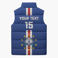 Custom Cape Verde Football Sleeveless Puffer Jacket Go Champions Blue Sharks - Wonder Print Shop