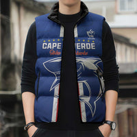 Custom Cape Verde Football Sleeveless Puffer Jacket Go Champions Blue Sharks - Wonder Print Shop