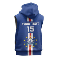 Custom Cape Verde Football Sleeveless Zip Hoodie Go Champions Blue Sharks - Wonder Print Shop