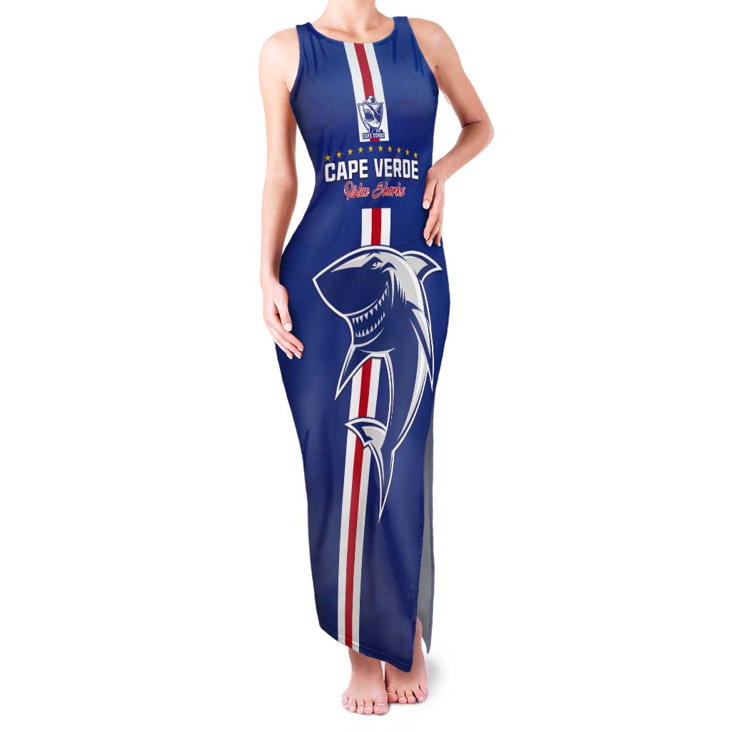 Custom Cape Verde Football Tank Maxi Dress Go Champions Blue Sharks - Wonder Print Shop