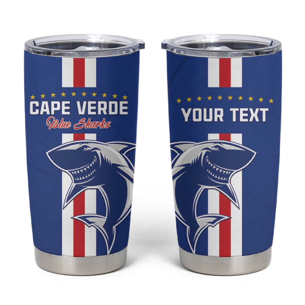 Custom Cape Verde Football Tumbler Cup Go Champions Blue Sharks - Wonder Print Shop
