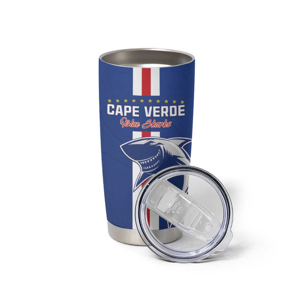 Custom Cape Verde Football Tumbler Cup Go Champions Blue Sharks - Wonder Print Shop