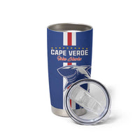 Custom Cape Verde Football Tumbler Cup Go Champions Blue Sharks - Wonder Print Shop