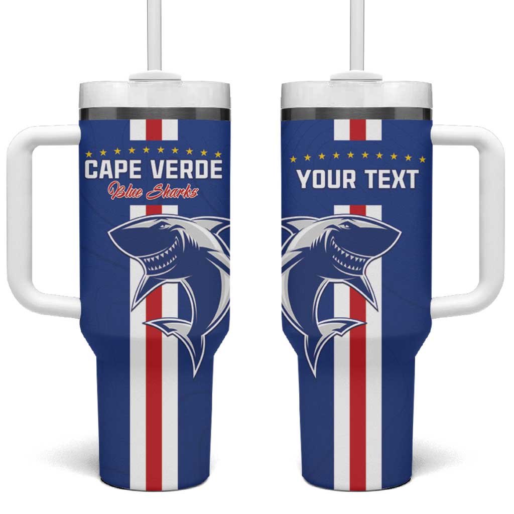Custom Cape Verde Football Tumbler With Handle Go Champions Blue Sharks - Wonder Print Shop