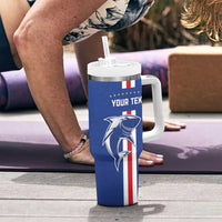 Custom Cape Verde Football Tumbler With Handle Go Champions Blue Sharks - Wonder Print Shop