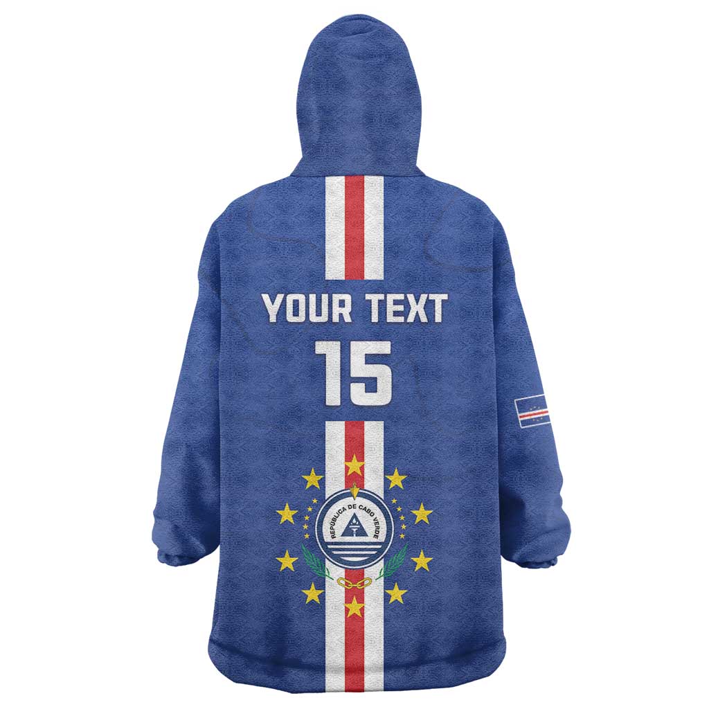 Custom Cape Verde Football Wearable Blanket Hoodie Go Champions Blue Sharks - Wonder Print Shop
