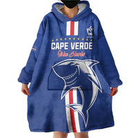 Custom Cape Verde Football Wearable Blanket Hoodie Go Champions Blue Sharks - Wonder Print Shop