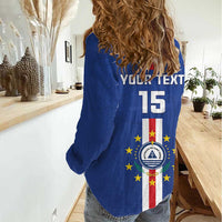 Custom Cape Verde Football Women Casual Shirt Go Champions Blue Sharks - Wonder Print Shop